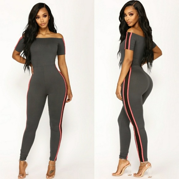dotted line jumpsuit fashion nova